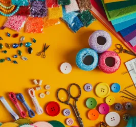 Craft supplies on table