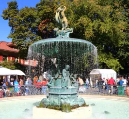 Water fountain statue at St. James Art Fair