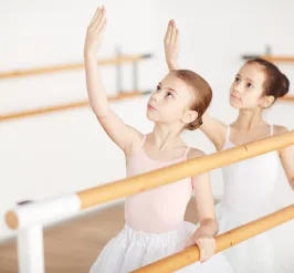 Two girls at a ballet class